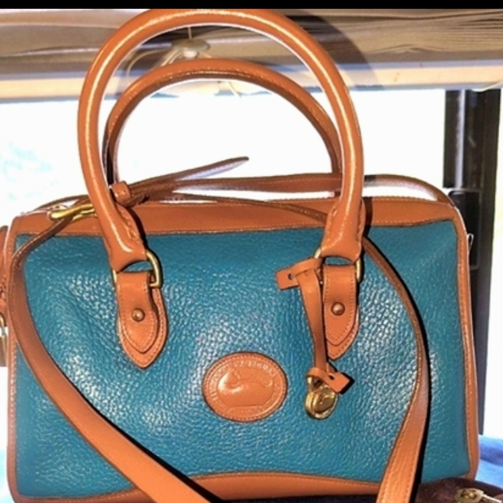 "Dooney & Bourke" Vintage, One-of-a-Kind, Turquoise "Lock & Key Satchel"